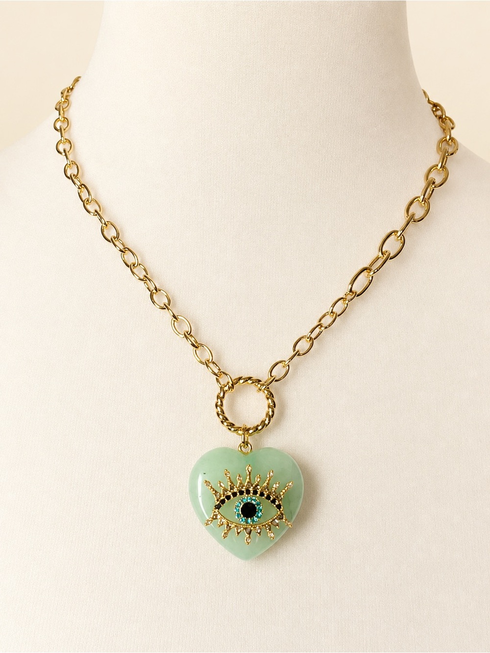 🧿💚✨ KURT GEIGER LONDON Heart Evil Eye Statement Necklace 
 Never Worn w/Bag ✨💛
